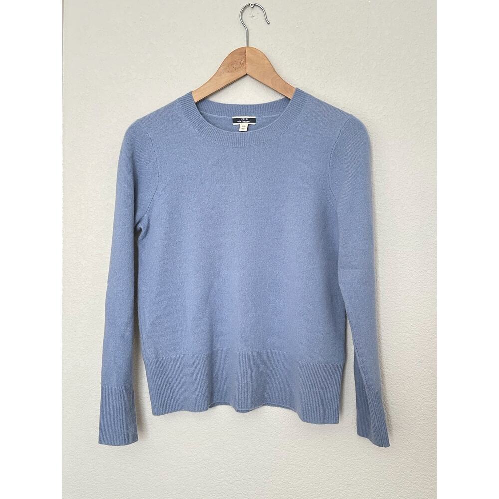 J Crew 100% Cashmere Sweater Women’s L Blue Long Sleeve Basic Capsule Layering